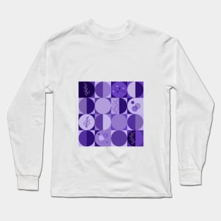 repeating geometry pattern, squares and circles, ornaments, violet color tones Long Sleeve T-Shirt